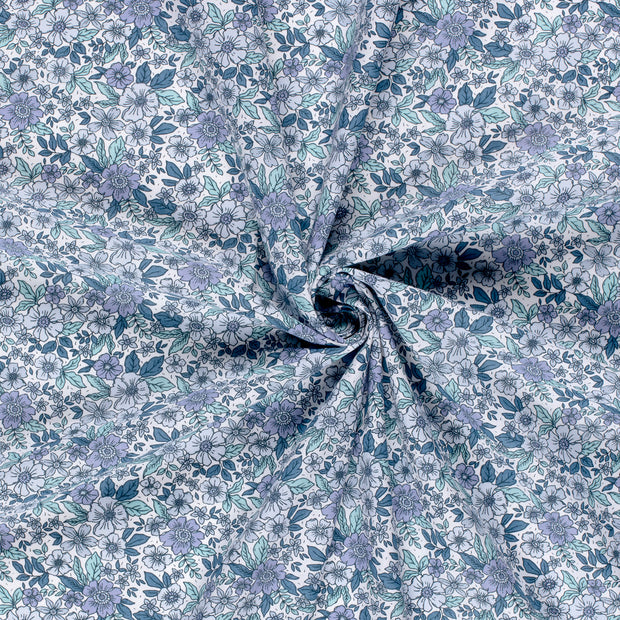 Popeline de Coton tissu Cobalt imprimé 