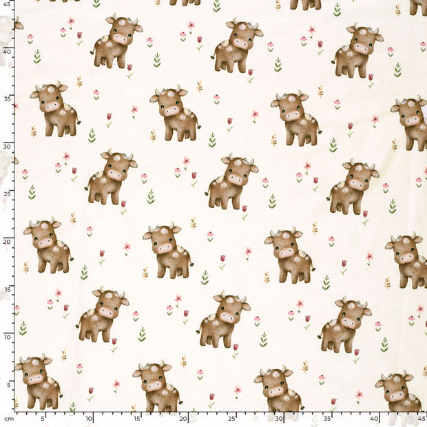 Jersey fabric Cows Optical White