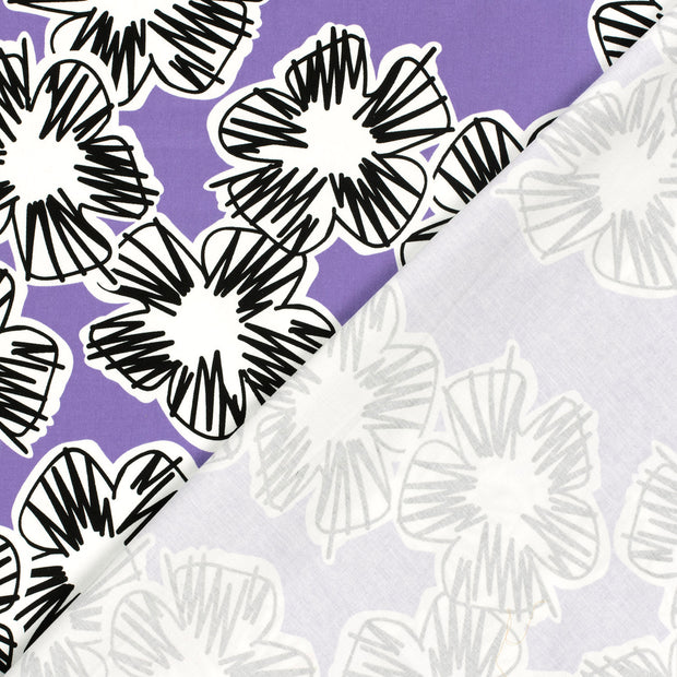 Satin de coton tissu fleurs imprimé 