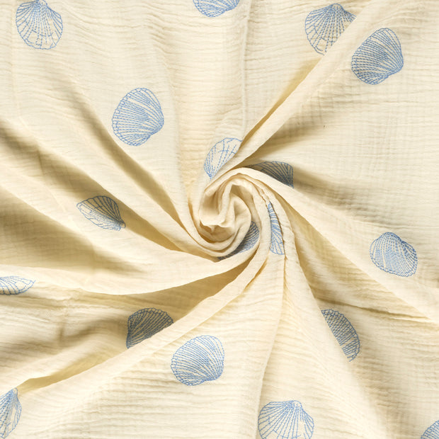 Muslin fabric Light Blue embroidered 