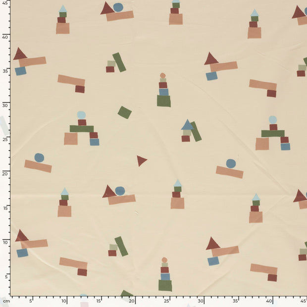 French Terry tissu Blocs Beige
