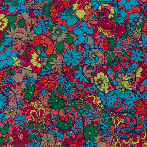 Polyester Bubble tissu fleurs Rouge Bordeaux