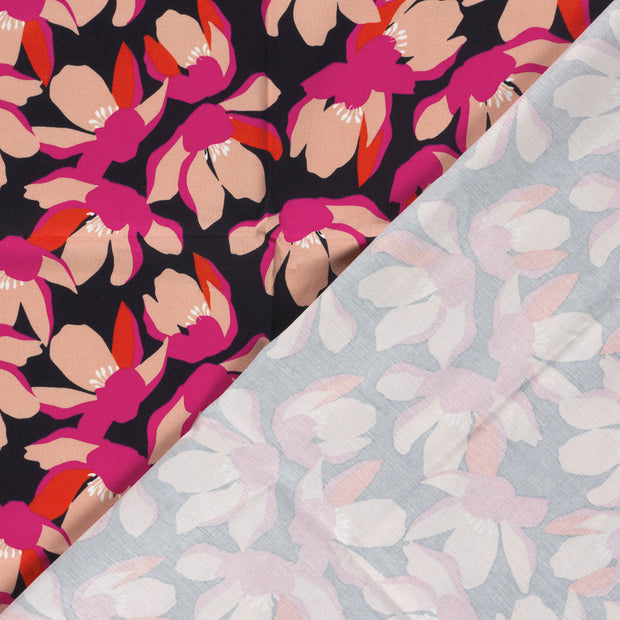 Satin de coton tissu fleurs imprimé 