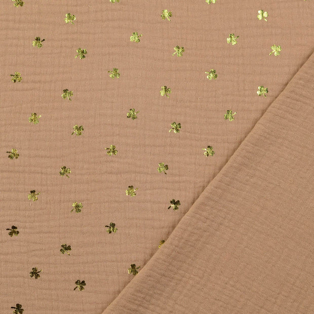 Double gaze tissu Beige imprimé 