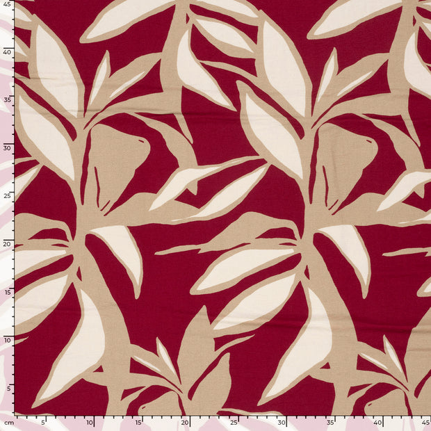 Viscose Nylon Crepe tela Flores Burdeos