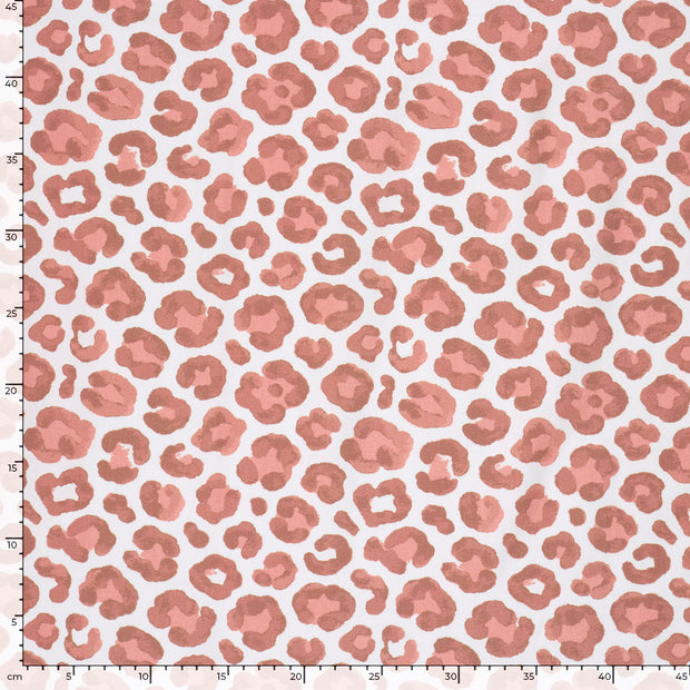 French Terry GOTS organic fabric Leopards Old Pink