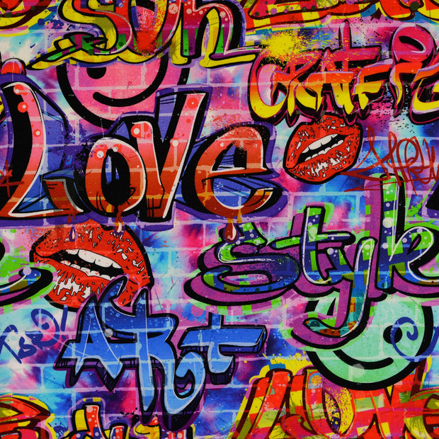 French Terry fabric Graffiti Multicolor