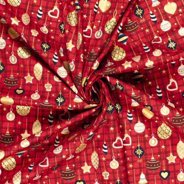 Algodón Popelina tela Rojo estampado con lámina 