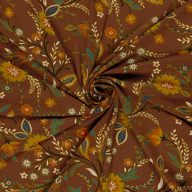 Viscose Vortex Jerséis tela Marrón estampado 