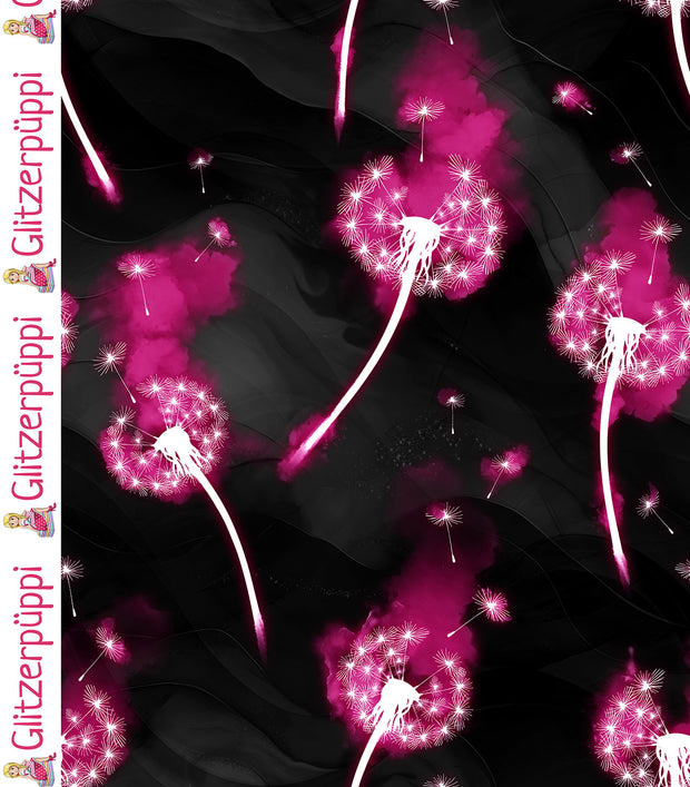 Jogging fabric Dandelions Fuchsia