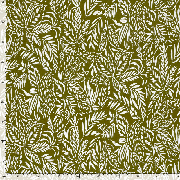 Viscose Nylon Crepe tela Hojas Verde caqui