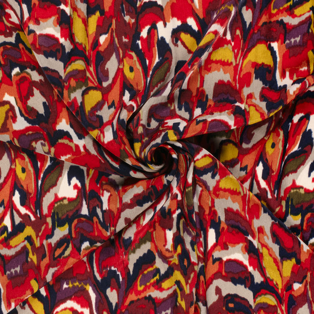 Satin Velvet fabrik Dunkelrot bedruckt 