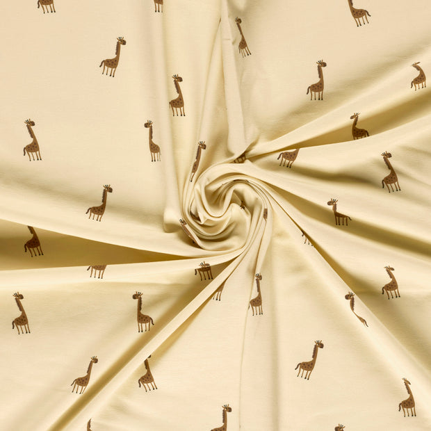 Jersey stof Beige bedrukt 