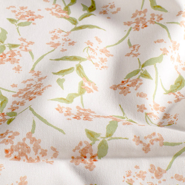 Sergé tissu fleurs Camel