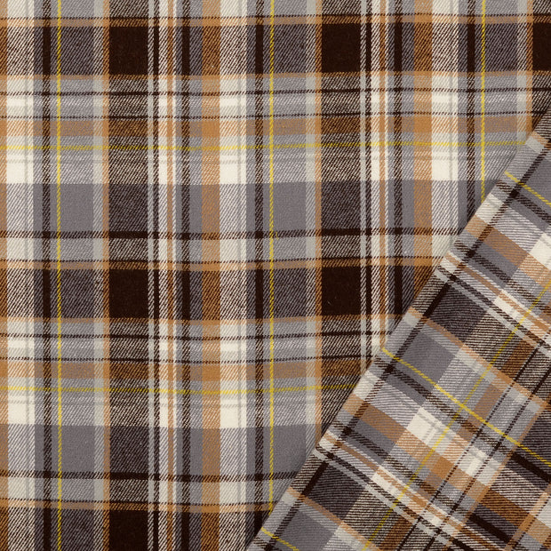 Flanel stof Bruin brushed 