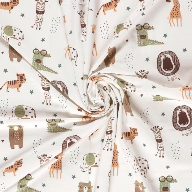 Jersey fabric Off White printed 