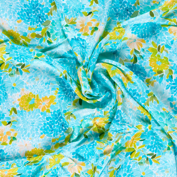 Viscose Satin fabric Aqua digital printed 