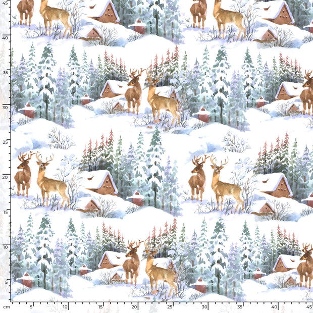 Jersey tissu cerfs Blanc optique