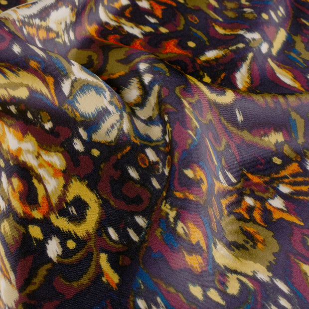 Satin Duchesse tissu paisley Bleu Marine