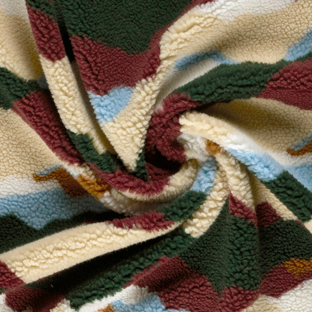 Sherpa Fleece fabrik Bordeauxrot bedruckt 