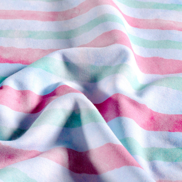 French Terry fabric Stripes Baby Blue