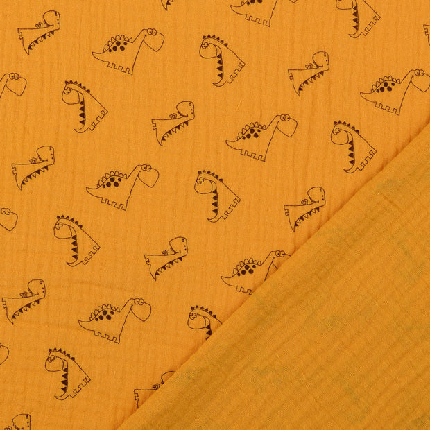 Muslin fabric Dinosaurs printed 