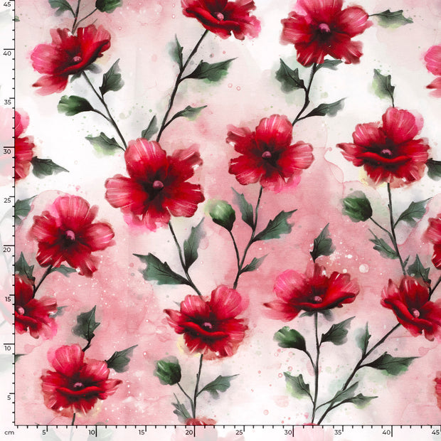 Jersey fabric Flowers Light Pink