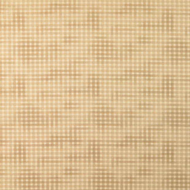 Cotton Poplin fabric Checks Beige