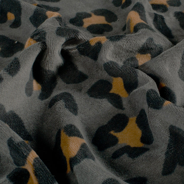 Nicky velours tela Leopardos Gris oscuro