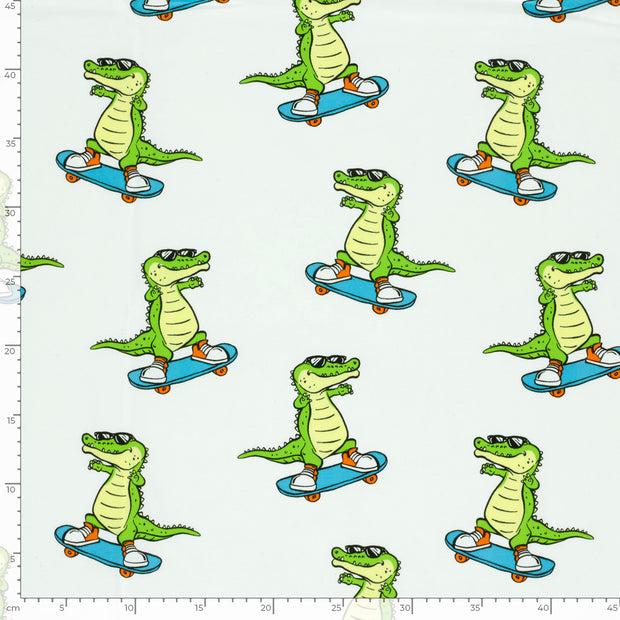 Jersey fabric Crocodiles Off White