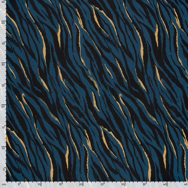 Jersey de Viscose tissu tigres Bleu acier