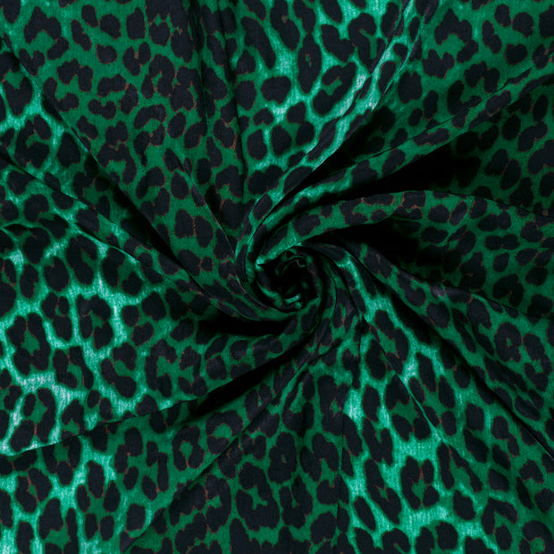 Satin Velvet fabric Green printed 