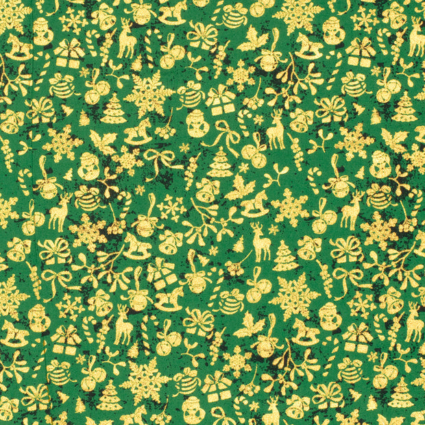 Algodón Popelina tela Ornamentos Verde