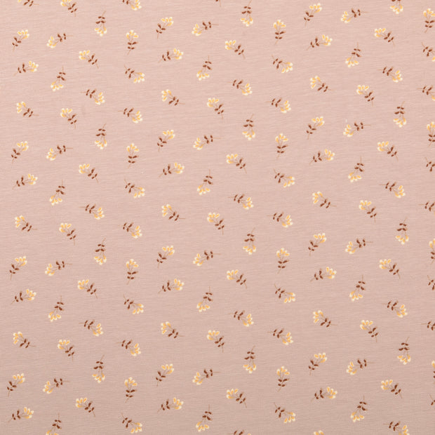 Jersey fabric Flowers Brown