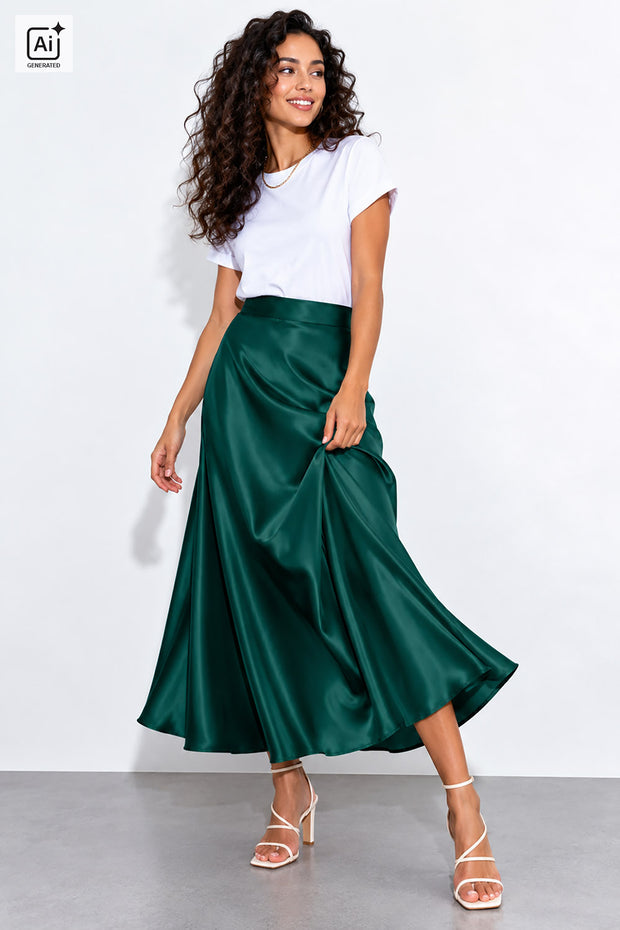 Satin fabric Unicolour Dark Green