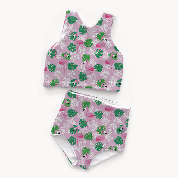 Swimwear Jersey UPF50 Recycled fabric Flamingos Pink
