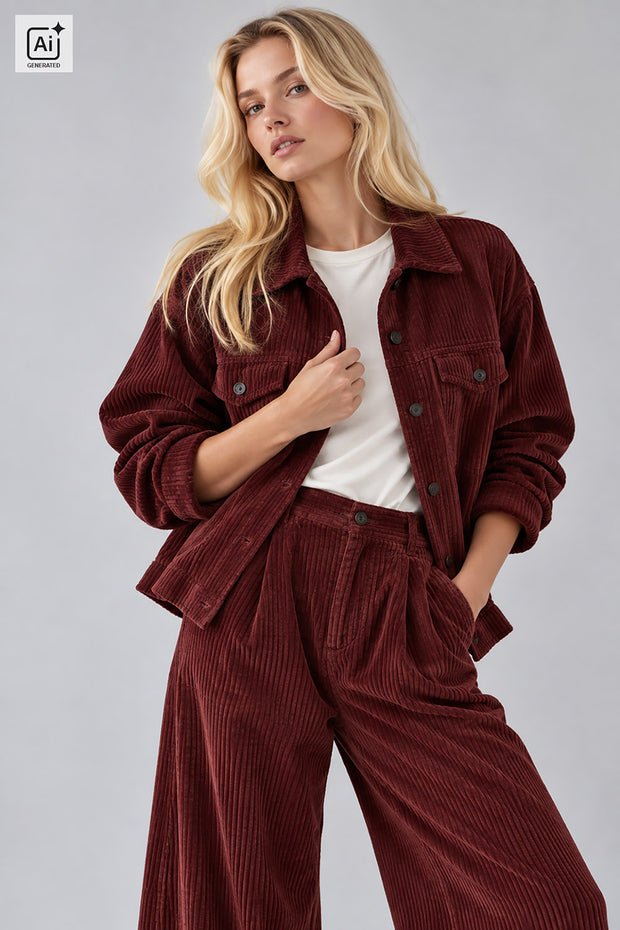Corduroy 4.5w stof Effen Bordeaux