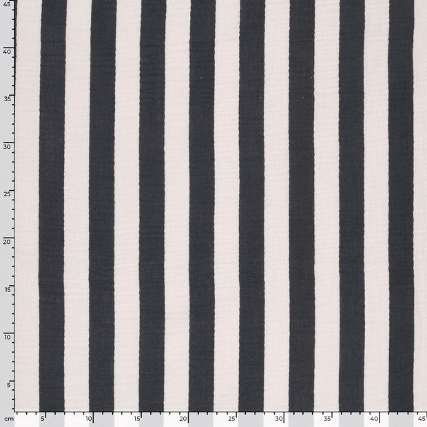 Muslin fabric Stripes Navy