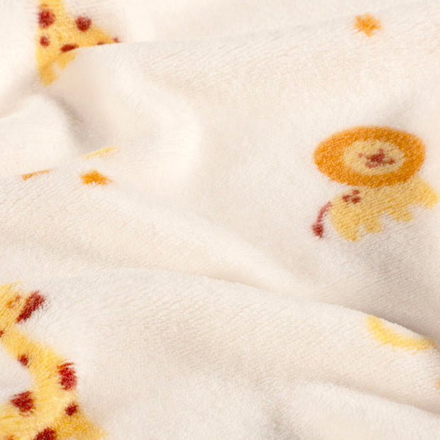 Coral Fleece fabric Giraffes Off White