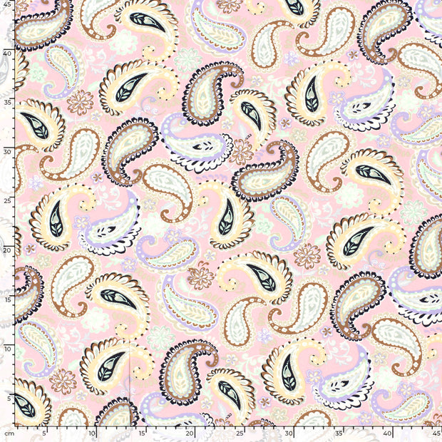 Bamboe Poplin stof Paisley Licht roze