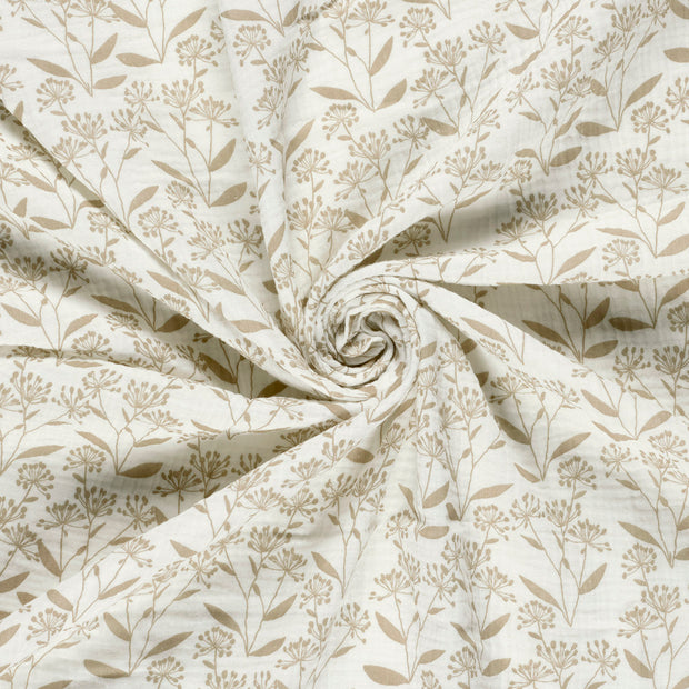Muslin fabric Off White printed 