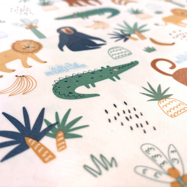 Toile Cirée tissu animaux Blanc optique