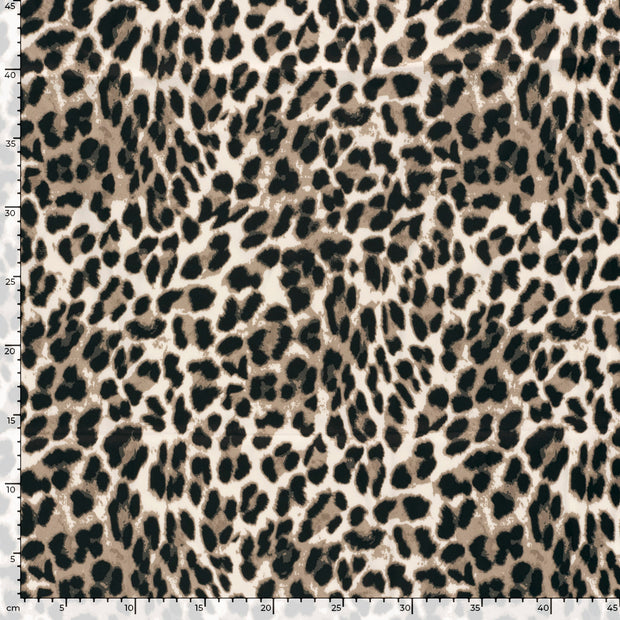 Satén Duchesse tela Leopardos Blanco