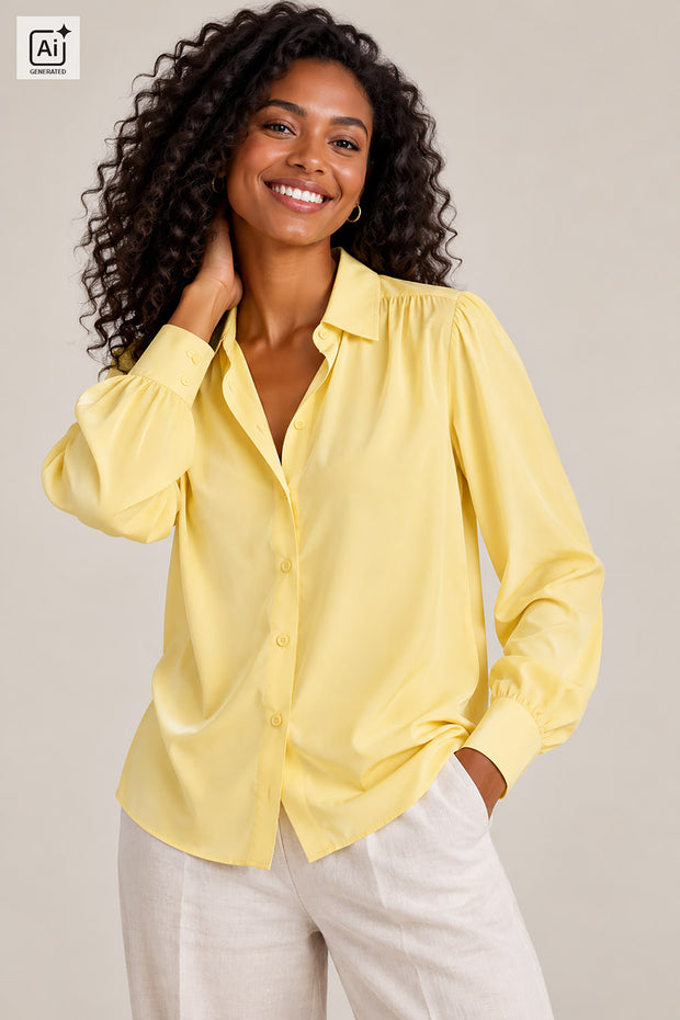 Viscosa Poplin tela Unicolor Amarillo