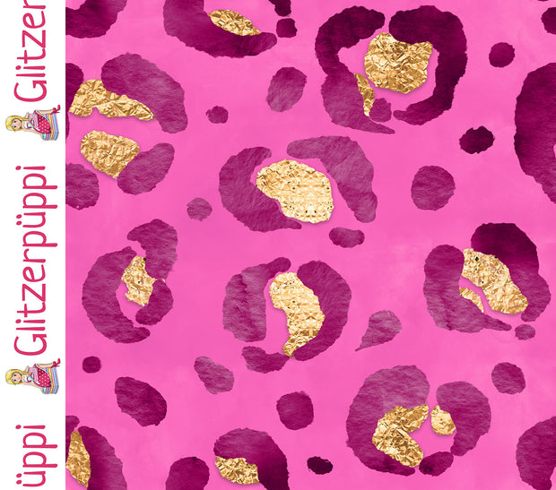 French Terry fabric Leopards Pink