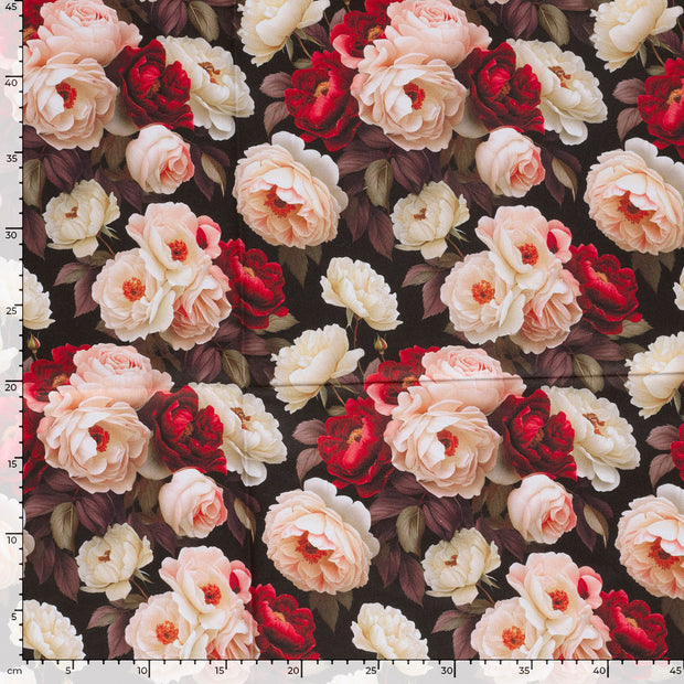 Panama stof Bloemen Zwart