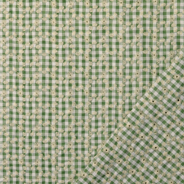 Encaje tela Verde oliva bordado 