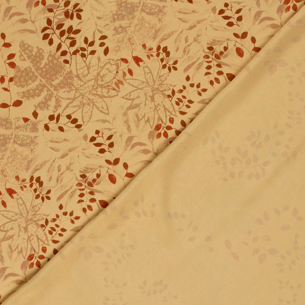 Viscose Satin fabric Leaves digital printed 