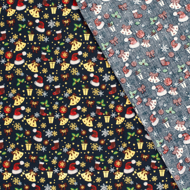 Cotton Poplin fabric Ornaments printed and foil 