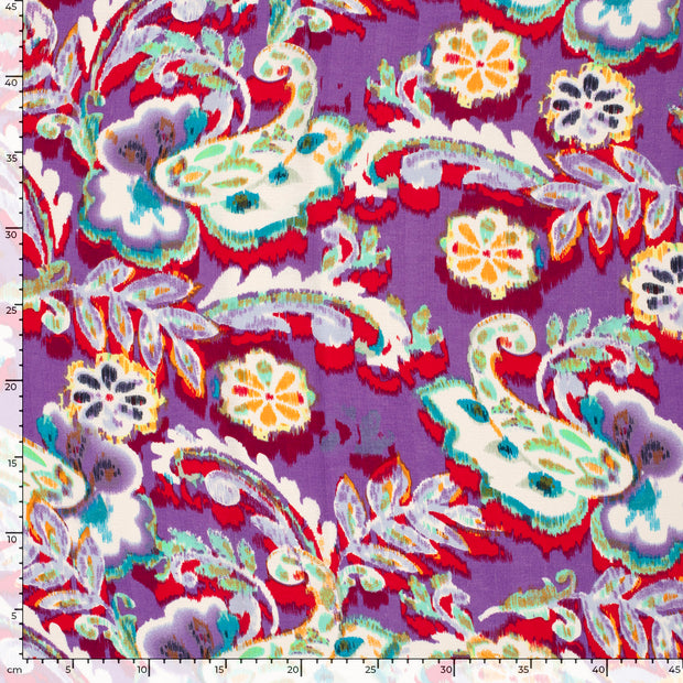 Polyester Bubble fabric Flowers Dark Red